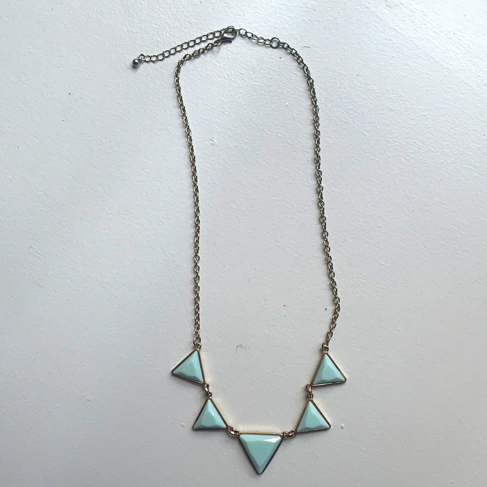 Geometric mint statement necklace